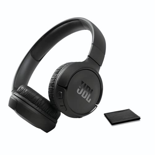 JBL Tune 570BT On-Ear Wireless Bluetooth Headphones with Pure Bass Stereo Sound, Includes Cleaning Cloth – Black(JBLT570BTBLKAM-CC)