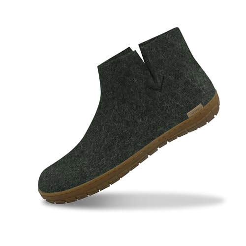 Image of Glerups 100% quality wool mix Boot Slipper with rubber sole - Unisex