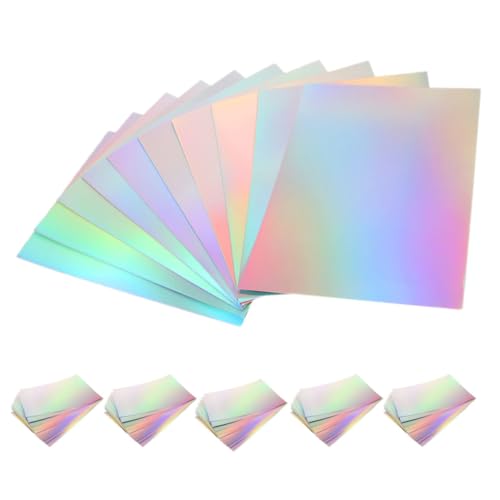 Papier cartonné métallisé miroir holographique coloré pour scrapbooking DIY, lot de 60 pièces