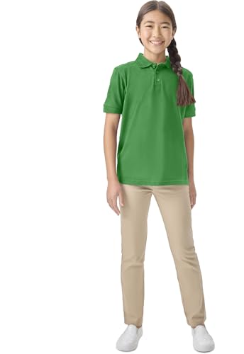 Image of Classroom School Uniforms for Boys and Girls Short Sleeve Pique Polo | Adult Fit, Matching Ribbed Collar, Banded Sleeves, Three-button Placket, Comfortable Fit, School Uniform Essential