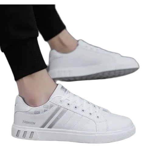 Men Sports Casual Breathable Leather White Flat Sneakers Shoes3