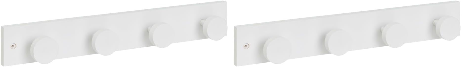 Perchero de pared DRW blanco con 4 pomos de madera pack doble