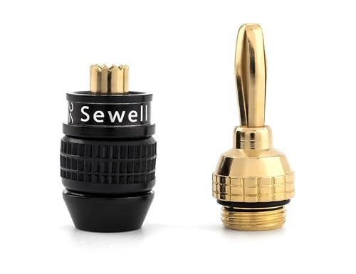 Image of Sewell Deadbolt Banana Plugs, 7-Pairs, Gold Plated Speaker Plugs | Quick Connect, Tool-Free, SW-29863-7