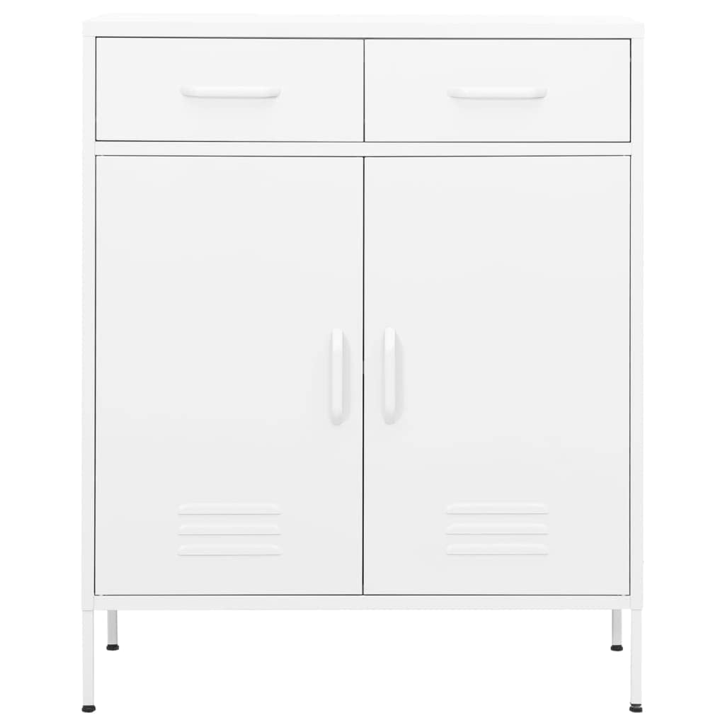 Generisch Weißer Stahlschrank – 80 x 35 x 101,5 cm, Metallschrank mit verstellbaren Einlegeböden und Vollauszugsschubladen – Ideal für Garage, Büro und Zuhause