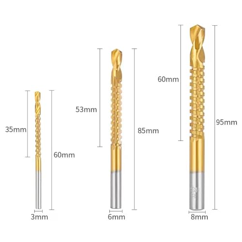 Juego de 6 brocas escalonadas de alta velocidad con recubrimiento de titanio para plástico, madera, chapa metálica y aluminio miniatura 7