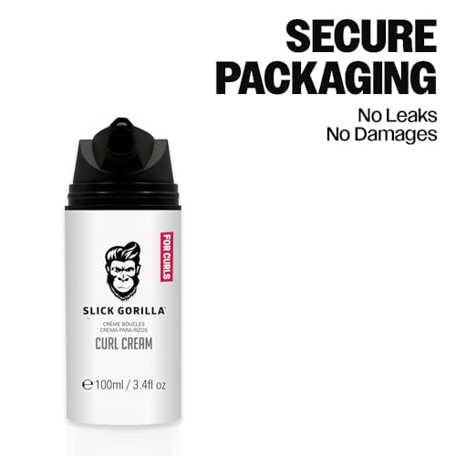 Slick Gorilla Curl Cream for Men | 3.38 Fl Oz (100 ml), Paraben Free Moisturizing Styler, Lightweight Hold for Wavy & Curly Hair, Frizz Control, Curl Enhancer, Non-Greasy, For Daily Use