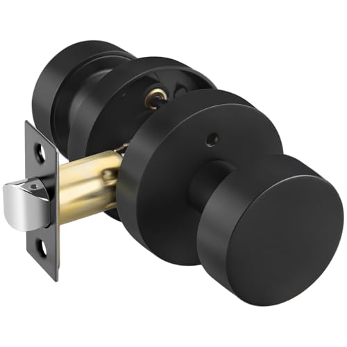 Image of Goldenwarm Black Door Knob Interior Privacy, Zinc Alloy Keyless Matte Black Door Knobs for Bedroom Bathroom, Heavy Duty Interior Door Knob - Adjustable & Reversible (1 Pack)