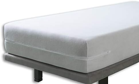 Velfont - Zipped Mattress Cover, Fully Enclosed Mattress Protector with Zip. Cotton Terry Towelling Elastic fabric. Encased Mattress Protector (Blue, Single Size (90x190/200 cm))