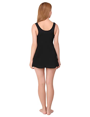 Image of A - Line Solid Single Piece with Attached Bottom Swimwear /Swim Suit for Women and Girls (80% Nylon 20% Spandex) (Comfort Fit)