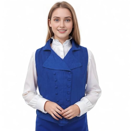 Women Victorian Edwardian Double Breasted Vest Waistcoat Vintage Steampunk Lapel Collar Fit Sleeveless Vest Jacket
