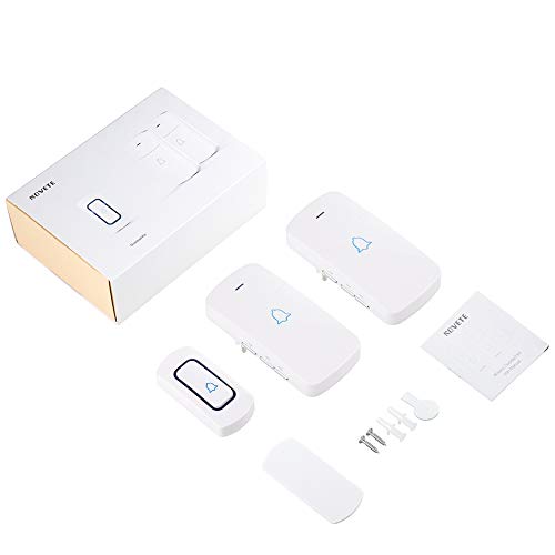 Wireless Doorbell Kit, NOVETE Door Bell Operating at Over 1300 Feet, Waterproof Door Chime Kit with 2 Plug-in Receivers, LED Indicators, 52 Melodies, Easy Setup for Home and Office