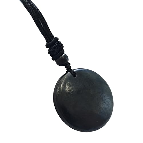 LWQCHW Colgante de Shungite con cordón | Collar de protección de Shungite | Collar curativo de cristal para meditación, 30*30mm, Shungite, Shungita