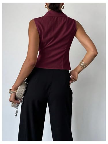 Floerns Women's Wrap V Neck Casual Work Tie Tops Sleeveless Office Dressy Blouse Elegant Shirts3