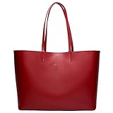  ROSA LOU FIRENZE Damen Tasche – Leder Shopper Groß - Handtasche Made in Italy – Schulter Tasche für Wochenende, Reisen, Arbeit, Business und Schule (Rot)