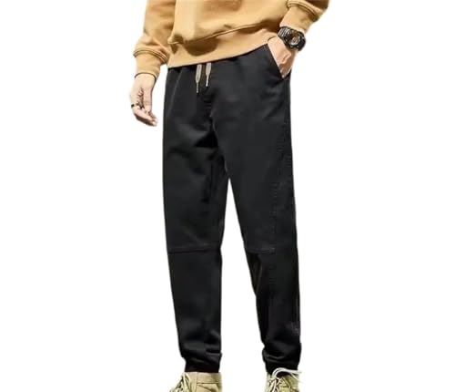Men's Fleece Cargo Pants Drawstring Waist Thick Loose Vintage Harlan Sweatpants