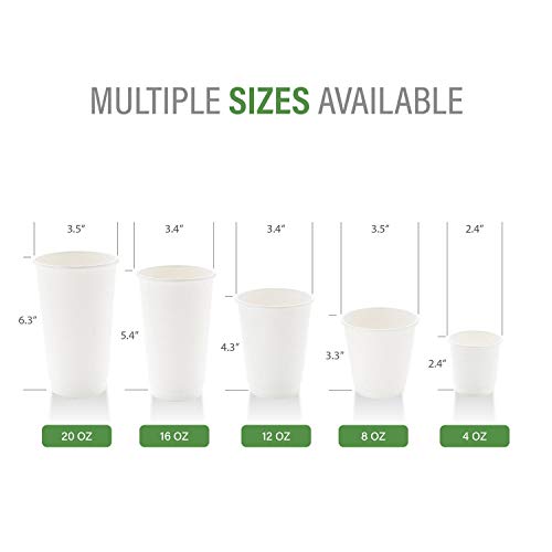 Image of Restaurantware 20 Ounce Disposable Cups, Pack of 250 Insulated Double Wall Paper, Leakproof, White Paper Rolled Rim Hot Beverage Cups a€ inch Lids Sold Separately, Ideal for Coffee, Tea and More