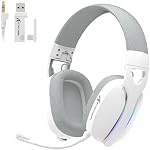 ATTACK SHARK L90 RGB Wireless Gaming Headset for PS4/PS5/PC,2.4Ghz Bluetooth Gaming Headphone with Mic,Lightweight,Foldable,Customize via Software - White