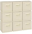 Easi Storage Cubes, 11 Inch Storage Bins, Set of 9, Foldable Fabric Cube Storage Organizer With Handles, Closet Cube Storage Bins, Collapsible Cubby Storage Organizer for Shelves,Offices, Beige