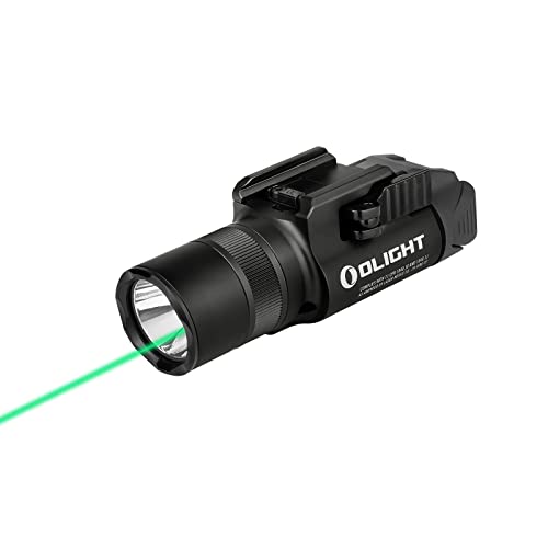 OLIGHT Baldr Pro R 1350 Lumens Magnetic USB Rechargeable Tactical Flashlight with Green Beam and White LED Combo, Rail Mount Weaponlight Compatible wi