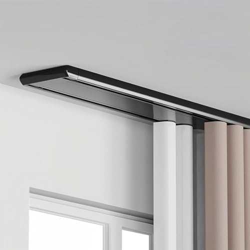 Binario For Tende A Doppia Filad, Binario Doppio Per Tende A Soffitto Sistemadd Di Binari Per Tende Divisorie Per Camera Da Letto Soggiorno Finestra Hotel(Black,2.5m/8.2ft)