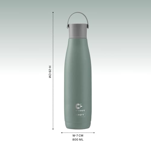 Image of Clay Craft VACBOTT Fresco Double Walled 18 Hours Hot and 24 Hours Cold Water Bottle-800ML, 2-Piece(Froest Green) Leak Proof|Easy To Carry|Gym Bottle|Home|Kitchen|Hiking|Travel Bottle|BIS Certified