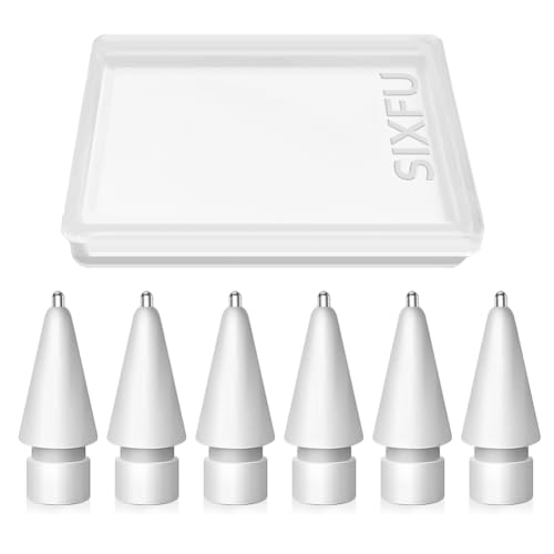 Image of SIXFU 6 PCS Replacement Pencil Tips for Apple Pencil, Durable iPencil Tip Nibs Accessories for iPad Pro /Apple Pencil Pro /USB-C / 1st Gen / 2nd Generation (Medium Length)