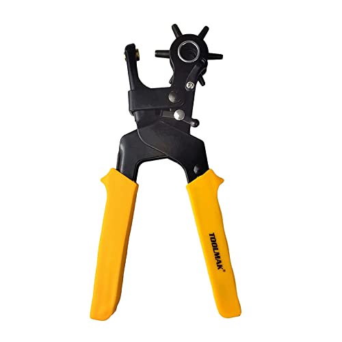 TOOLMAK 6 in 1 Rotary Belt Hole Puncher, Multi Hole Sizes Make,for Belts, Watch Bands, Straps, Dog Collars, Saddles,Plastic,DIY Home Or Craft Projects Puncher,Creative Gifts for DIY Lovers(1PC Puncher)