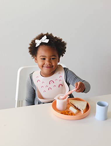 Otterlove Silicone Baby Plate With Stretch Cover With Suction Base, Undivided Plate And Cover, Clementine #TOP1