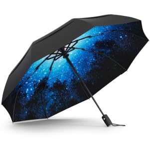 Image of TUMELLA Strongest Windproof Travel Umbrella (Compact, 100MPH Wind-Tested), Light, Portable, One-Handed Use, Automatic Folding Rain Umbrella, Durable, Premium Grip, Fits Car & Backpack
