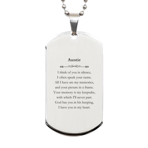 Auntie Engraved Silver Dog Tag - I Often Speak Your Name - Memorial, Remembrance, Keepsake Gifts for Aunt, Christmas, Birthday, Dog Lovers, Pet Owners