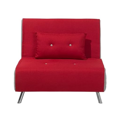 Sofá cama tapizado en tela rojo cama individual plegable silla cama