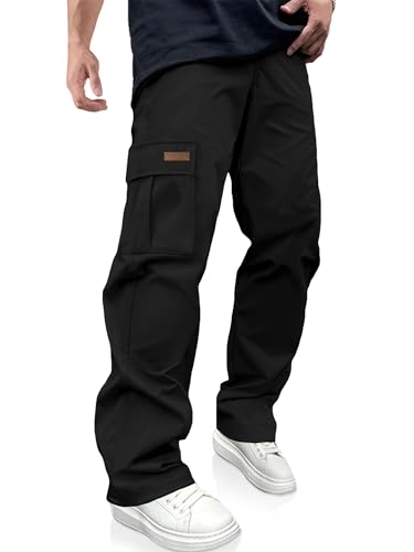 PLEPAN Men's Casual Cargo Pants Drawstring Hiking Pants Workout Tactical