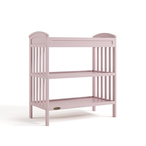 Image of Graco Benton Changing Table with Bonus Water-Resistant Changing Pad (Blush) - GREENGUARD Gold Certified, Includes Diaper Change Pad with Safety Strap, 2 Open Storage Shelves for Organizing