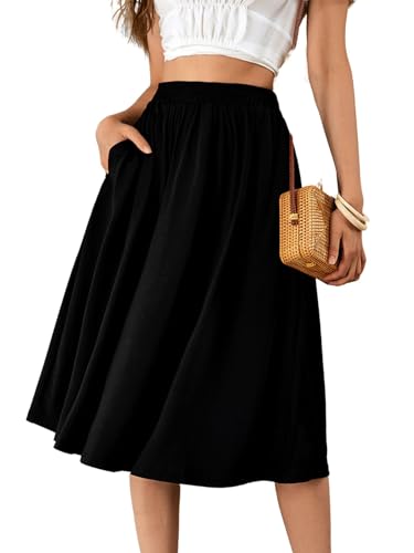 Verdusa Women's Elastic Waist Pocket Side A Line...