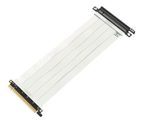LINKUP - Ultra PCIe 4.0 X16 Riser Cable [RTX4090 RX6950XT x570 B550 Z690 Tested] Shielded High-Speed Vertical Mount Gaming PCI Express Gen4┃Straight Socket (25cm / 9.8") Gen 3.0 TT Compatible┃White