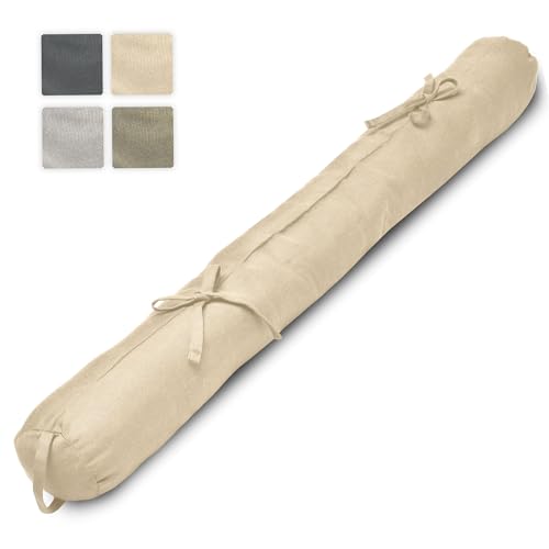 Beautissu Boudin Bas de Porte Viento - 100% Coton - 90x10 cm Nature – Boudin de fenêtre – Bas de Porte Isolant