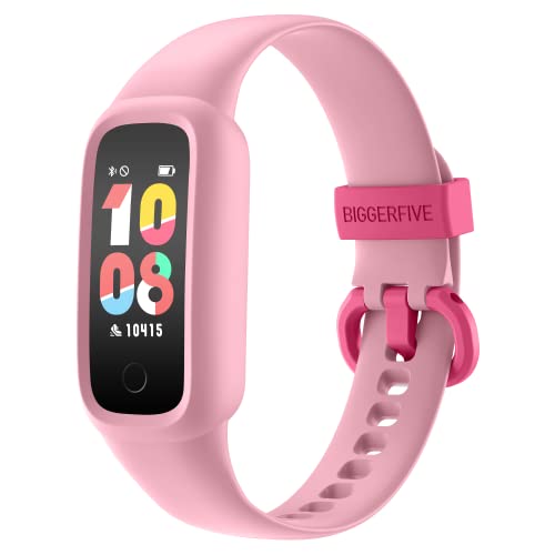 BIGGERFIVE Vigor 2 L Kids Fitness Tracker Watch for Girls Ages 5-15, IP68 Waterproof, Activity Tracker, Pedometer, Heart Rate Sleep Monitor, Calorie Step Counter Watch, Pink