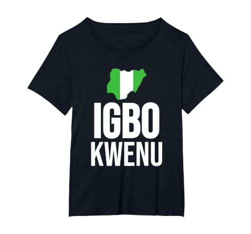Igbo Kwenu Nigerian Naija Biafra African T-Shirt, Women's Plus, Black, 5X