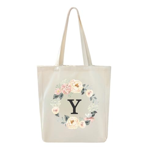 Saco de lona, saco de presente personalizado com 26 letras A-Z, saco de compras ecológico reutilizável, saco de presente, adequado para casamentos, aniversários, eventos, festas, férias na praia., Y