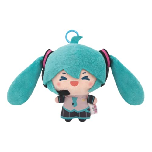 THE UNTAMED Miku Plush Keychain Toy Twin-Tail Character with Spinning Hair Feature Anime Backpack Accessory (Happy)