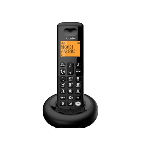 ALCATEL E260 S. Voice -Teléfono inalámbrico DECT con contestador automático - Diseño Compacto - Gran Pantalla retroiluminada- Manos Libres- Bloqueo de Llamadas no deseadas-Negro