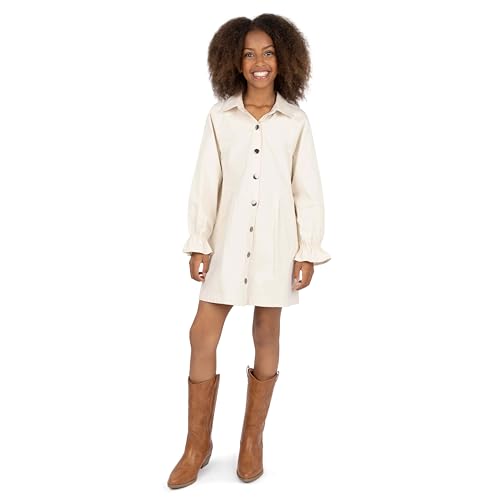 Speechless Girls' Button Front Long Sleeve Shirt Dress