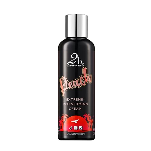 2bTanned Sunbed Tanning Accelerator (200ml) Extreme Intensifying Cream Tan Accelerator for Sun and Sunbed Nourishing Shea Butter-based Tanning Cream with Carrot Seed Oil and Aloe Vera Peach