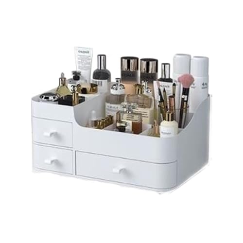 Scatola portaoggetti per trucchi con cassetti, versatile porta cosmetici e prodotti per la cura della pelle per piano di lavoro della camera da letto e del bagno (colore: bianco)