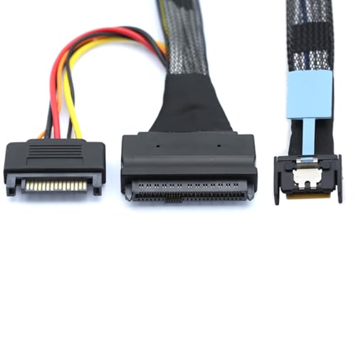 Cable Gen5 MCIO Slimline SFF-8654 0.5M con SATA 15P miniatura 6