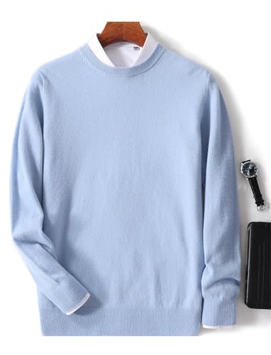 Men's Autumn and Winter Sweater Round Neck Knitted Solid Color Cashmere Pullover Fashion Business Casual Top2