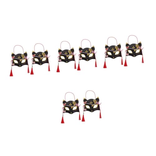 Masque de fox demi-face Healvian (lot de 8) pour soirées cosplay et spectacles traditionnels