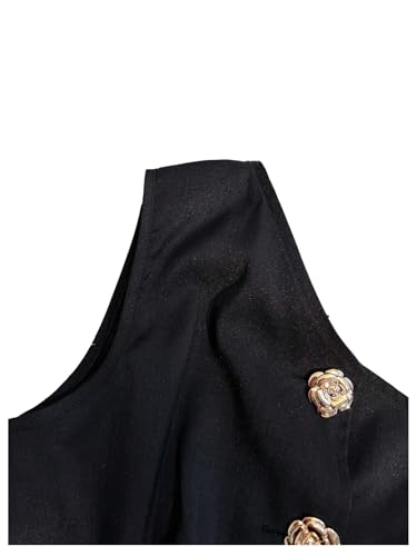 GORGLITTER Women's One Shoulder Blazer Vest Tops Sleeveless Metal Button Up Business Casual Work Suit Top Dressy Trendy4