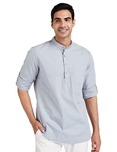 Amazon Brand - Symbol Men's Cotton Shirt | Kurta Placket Style | ...