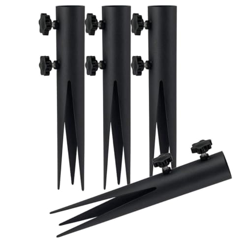 Garneck 4pcs Adjustable Iron Ground Stake, Black Outdoor Yard Spike